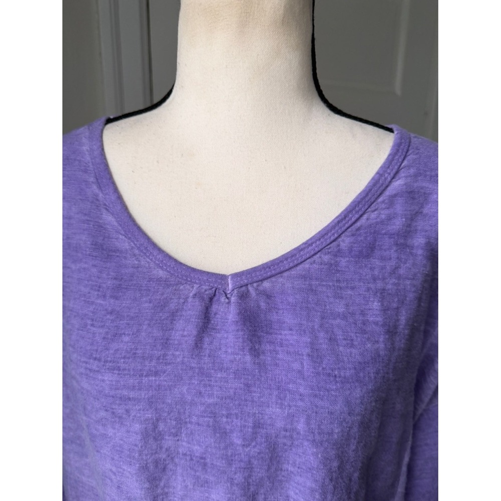 Kaktus Linen Top Purple Relaxed Fit Boho Artsy Lagenlook Roll Tab Sleeves Lg - Picture 8 of 15